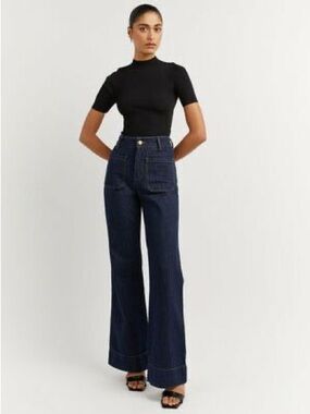 DISSH High-Rise Wide-Leg Dark Blue Women's Jeans